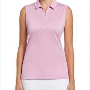 NWOT Callaway Pink Sleeveless 1/4 front zipper Golf Shirt
